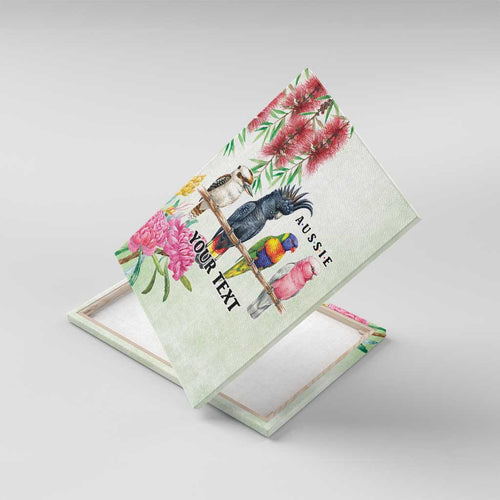 Australian Native Bird Canvas Wall Art Kookaburra Cockatoo Rainbow Lorikeet Galah Flowers - Aussie Hoodie