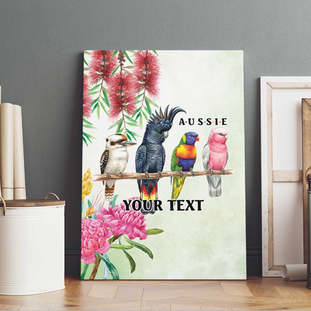 Australian Native Bird Canvas Wall Art Kookaburra Cockatoo Rainbow Lorikeet Galah Flowers - Aussie Hoodie
