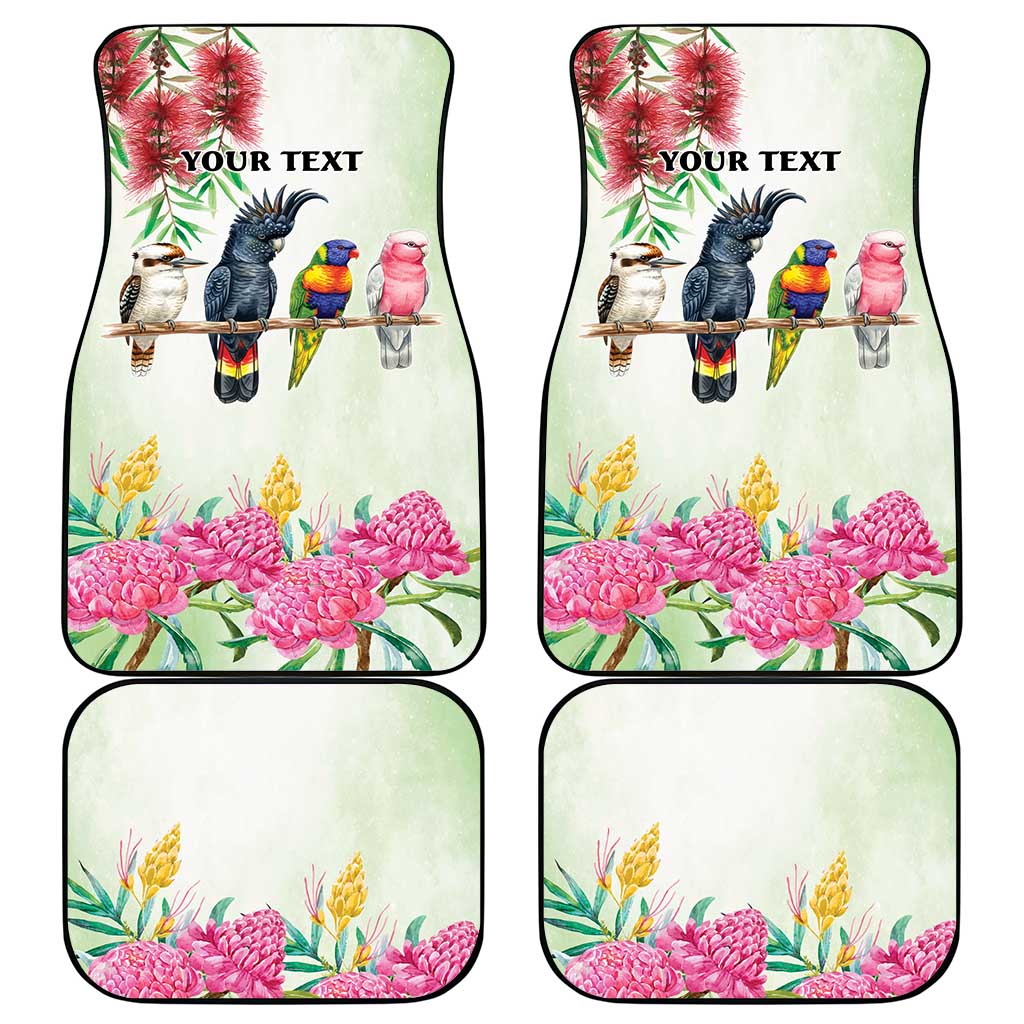 Australian Native Bird Car Mats Kookaburra Cockatoo Rainbow Lorikeet Galah Flowers - Aussie Hoodie
