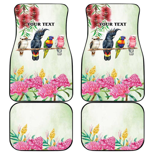 Australian Native Bird Car Mats Kookaburra Cockatoo Rainbow Lorikeet Galah Flowers - Aussie Hoodie