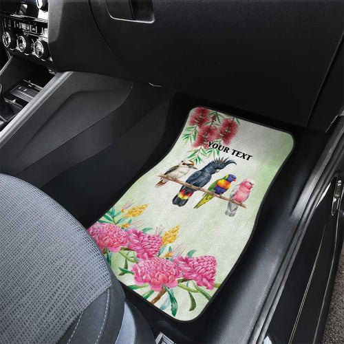 Australian Native Bird Car Mats Kookaburra Cockatoo Rainbow Lorikeet Galah Flowers - Aussie Hoodie