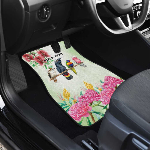 Australian Native Bird Car Mats Kookaburra Cockatoo Rainbow Lorikeet Galah Flowers - Aussie Hoodie