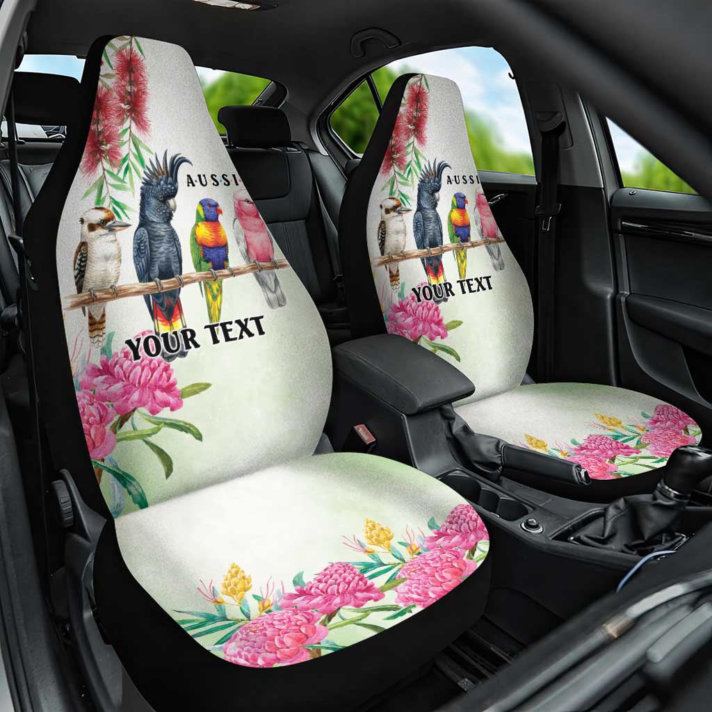 Australian Native Bird Car Seat Cover Kookaburra Cockatoo Rainbow Lorikeet Galah Flowers - Aussie Hoodie