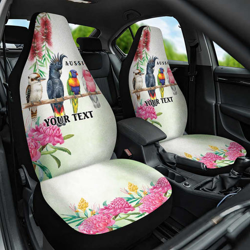 Australian Native Bird Car Seat Cover Kookaburra Cockatoo Rainbow Lorikeet Galah Flowers - Aussie Hoodie