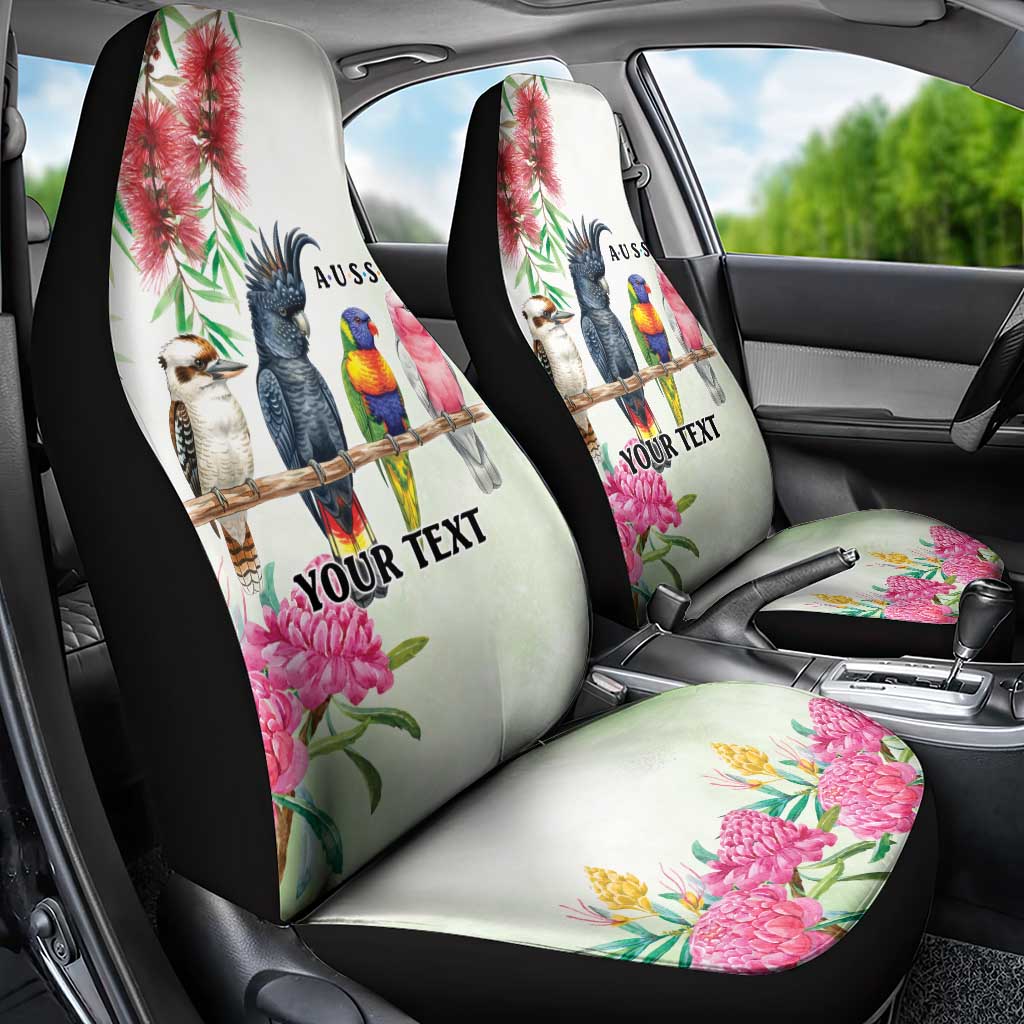 Australian Native Bird Car Seat Cover Kookaburra Cockatoo Rainbow Lorikeet Galah Flowers - Aussie Hoodie