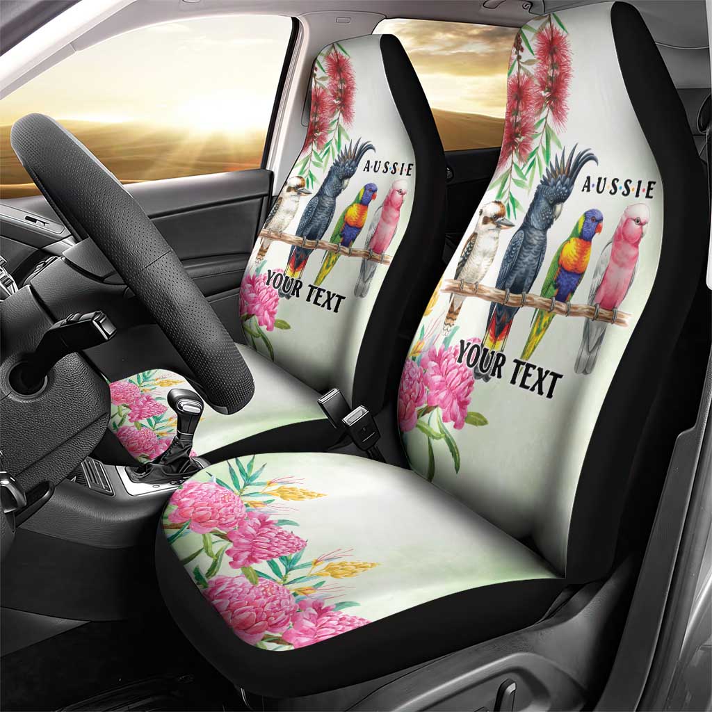 Australian Native Bird Car Seat Cover Kookaburra Cockatoo Rainbow Lorikeet Galah Flowers - Aussie Hoodie