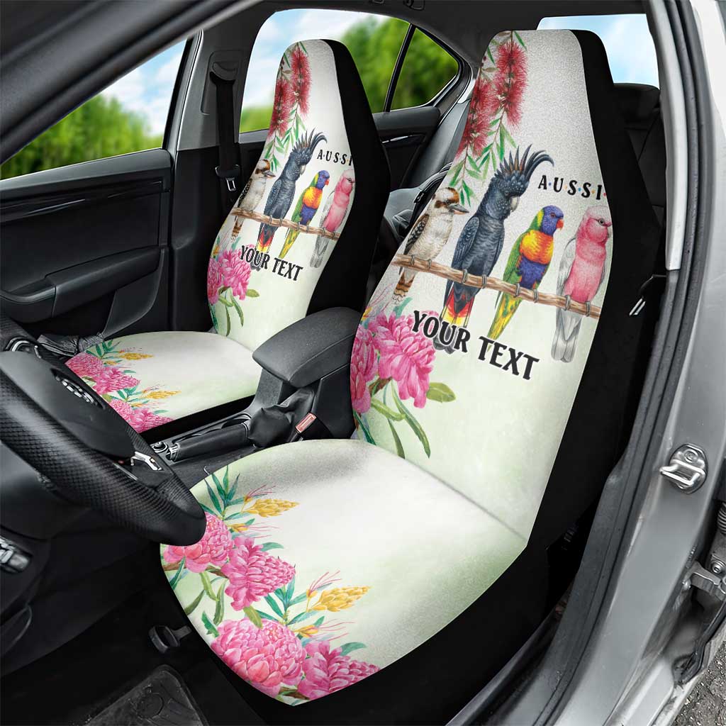 Australian Native Bird Car Seat Cover Kookaburra Cockatoo Rainbow Lorikeet Galah Flowers - Aussie Hoodie