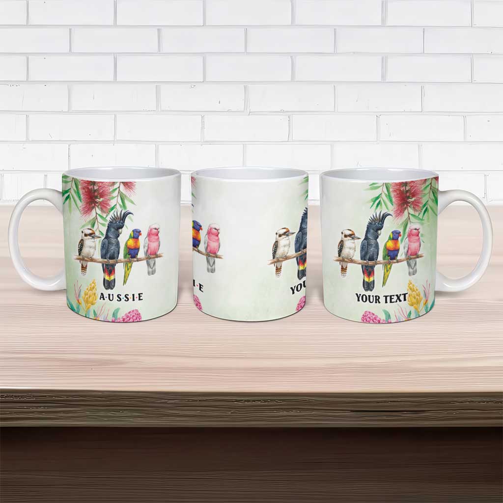 Australian Native Bird Ceramic Mug Kookaburra Cockatoo Rainbow Lorikeet Galah Flowers - Aussie Hoodie