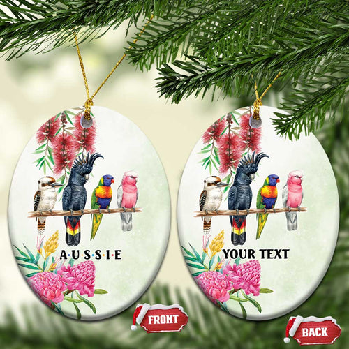 Australian Native Bird Ceramic Ornament Kookaburra Cockatoo Rainbow Lorikeet Galah Flowers - Aussie Hoodie