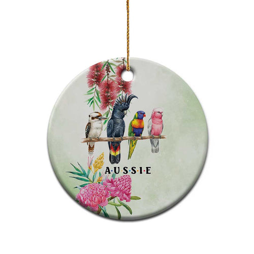 Australian Native Bird Ceramic Ornament Kookaburra Cockatoo Rainbow Lorikeet Galah Flowers - Aussie Hoodie
