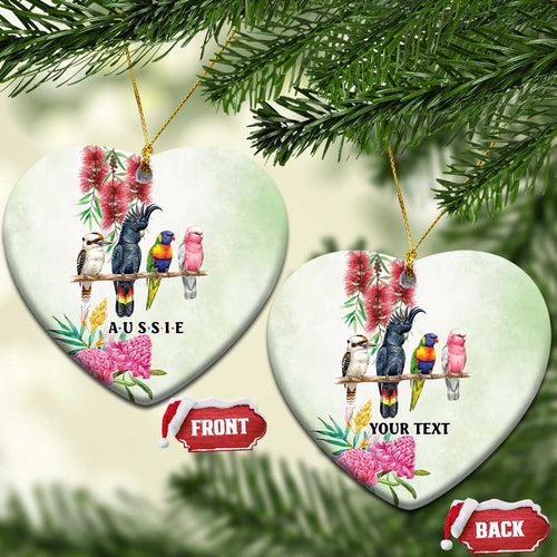 Australian Native Bird Ceramic Ornament Kookaburra Cockatoo Rainbow Lorikeet Galah Flowers - Aussie Hoodie