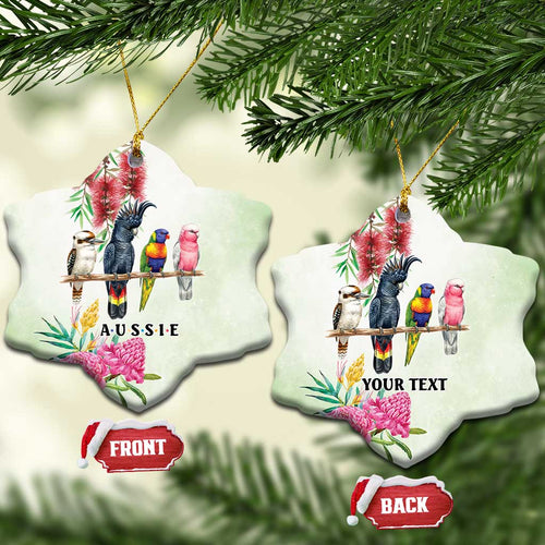 Australian Native Bird Ceramic Ornament Kookaburra Cockatoo Rainbow Lorikeet Galah Flowers - Aussie Hoodie