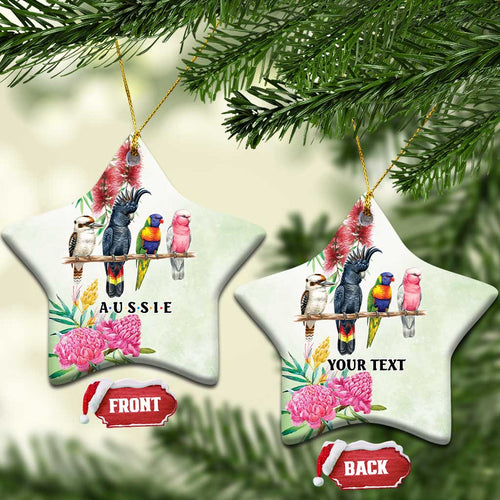 Australian Native Bird Ceramic Ornament Kookaburra Cockatoo Rainbow Lorikeet Galah Flowers - Aussie Hoodie