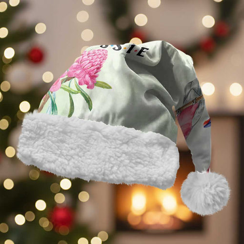 Australian Native Bird Christmas Santa Hat Kookaburra Cockatoo Rainbow Lorikeet Galah Flowers - Aussie Hoodie