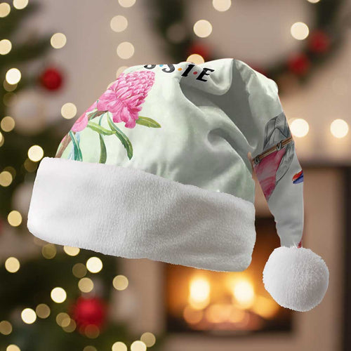 Australian Native Bird Christmas Santa Hat Kookaburra Cockatoo Rainbow Lorikeet Galah Flowers - Aussie Hoodie