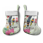 Australian Native Bird Christmas Stocking Kookaburra Cockatoo Rainbow Lorikeet Galah Flowers - Aussie Hoodie