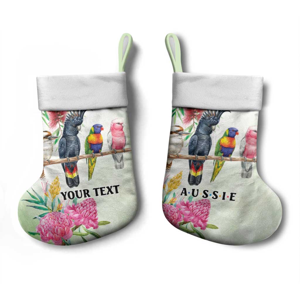 Australian Native Bird Christmas Stocking Kookaburra Cockatoo Rainbow Lorikeet Galah Flowers - Aussie Hoodie