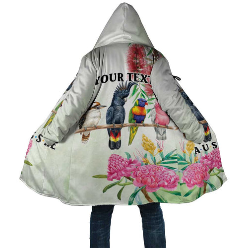 Australian Native Bird Cloak Kookaburra Cockatoo Rainbow Lorikeet Galah Flowers - Aussie Hoodie