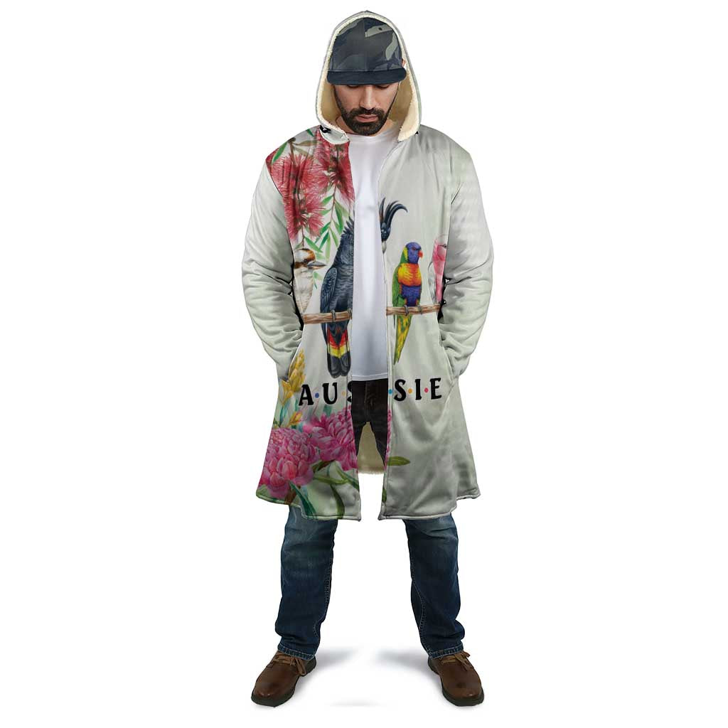 Australian Native Bird Cloak Kookaburra Cockatoo Rainbow Lorikeet Galah Flowers - Aussie Hoodie