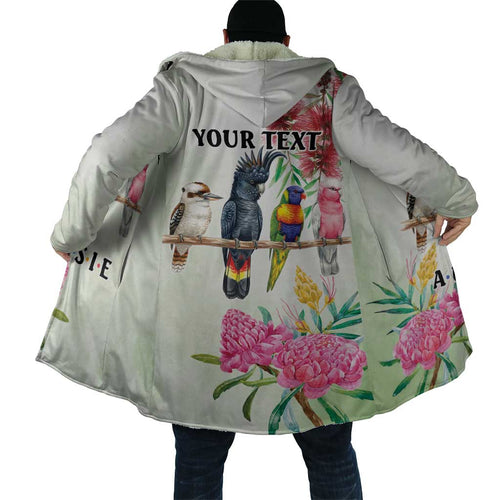 Australian Native Bird Cloak Kookaburra Cockatoo Rainbow Lorikeet Galah Flowers - Aussie Hoodie