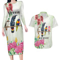 Australian Native Bird Couples Matching Long Sleeve Bodycon Dress and Hawaiian Shirt Kookaburra Cockatoo Rainbow Lorikeet Galah Flowers - Aussie Hoodie