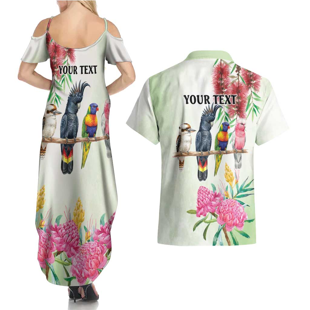 Australian Native Bird Couples Matching Summer Maxi Dress and Hawaiian Shirt Kookaburra Cockatoo Rainbow Lorikeet Galah Flowers - Aussie Hoodie