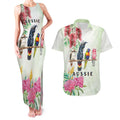 Australian Native Bird Couples Matching Tank Maxi Dress and Hawaiian Shirt Kookaburra Cockatoo Rainbow Lorikeet Galah Flowers - Aussie Hoodie