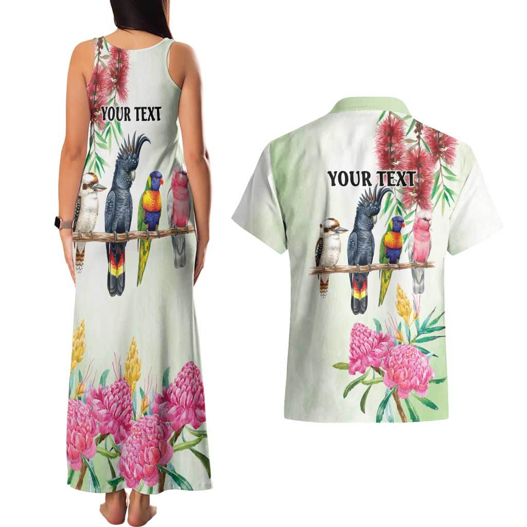 Australian Native Bird Couples Matching Tank Maxi Dress and Hawaiian Shirt Kookaburra Cockatoo Rainbow Lorikeet Galah Flowers - Aussie Hoodie