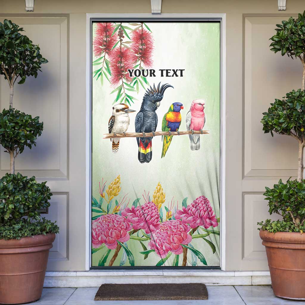 Australian Native Bird Door Cover Kookaburra Cockatoo Rainbow Lorikeet Galah Flowers - Aussie Hoodie