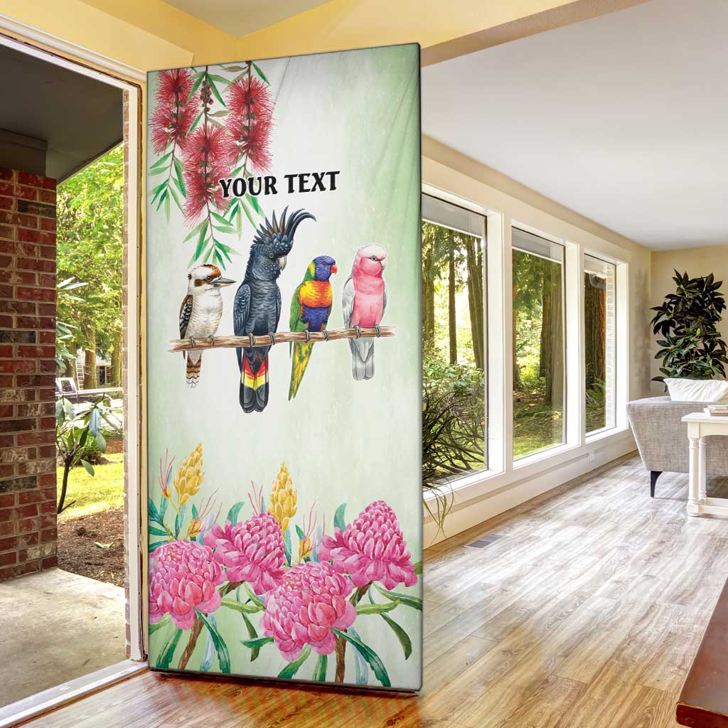 Australian Native Bird Door Cover Kookaburra Cockatoo Rainbow Lorikeet Galah Flowers - Aussie Hoodie