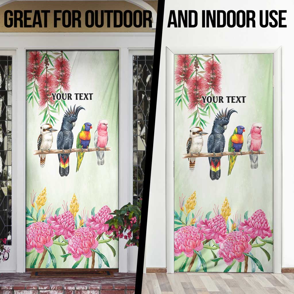 Australian Native Bird Door Cover Kookaburra Cockatoo Rainbow Lorikeet Galah Flowers - Aussie Hoodie