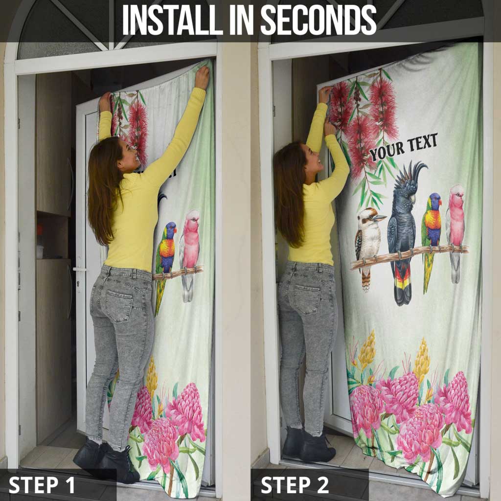 Australian Native Bird Door Cover Kookaburra Cockatoo Rainbow Lorikeet Galah Flowers - Aussie Hoodie