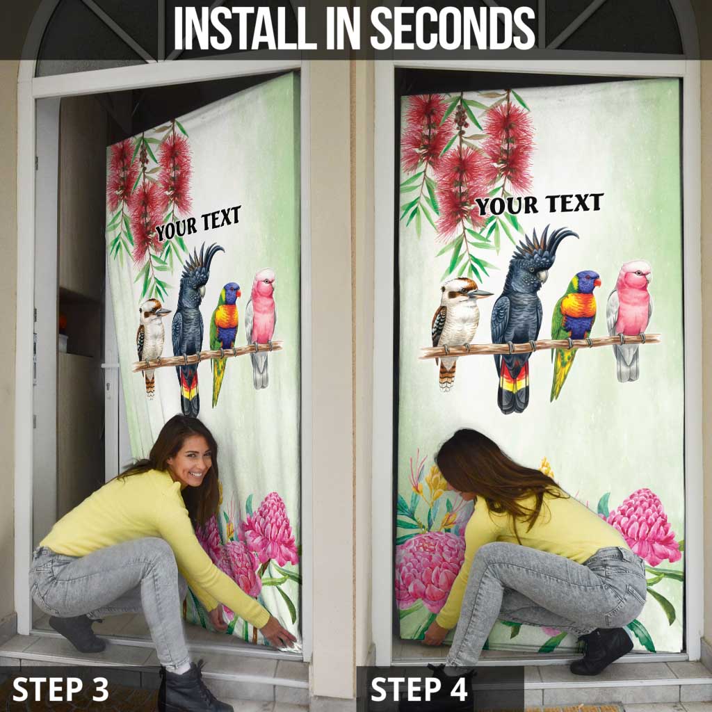 Australian Native Bird Door Cover Kookaburra Cockatoo Rainbow Lorikeet Galah Flowers - Aussie Hoodie