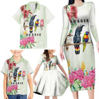 Australian Native Bird Family Matching Long Sleeve Bodycon Dress and Hawaiian Shirt Kookaburra Cockatoo Rainbow Lorikeet Galah Flowers - Aussie Hoodie