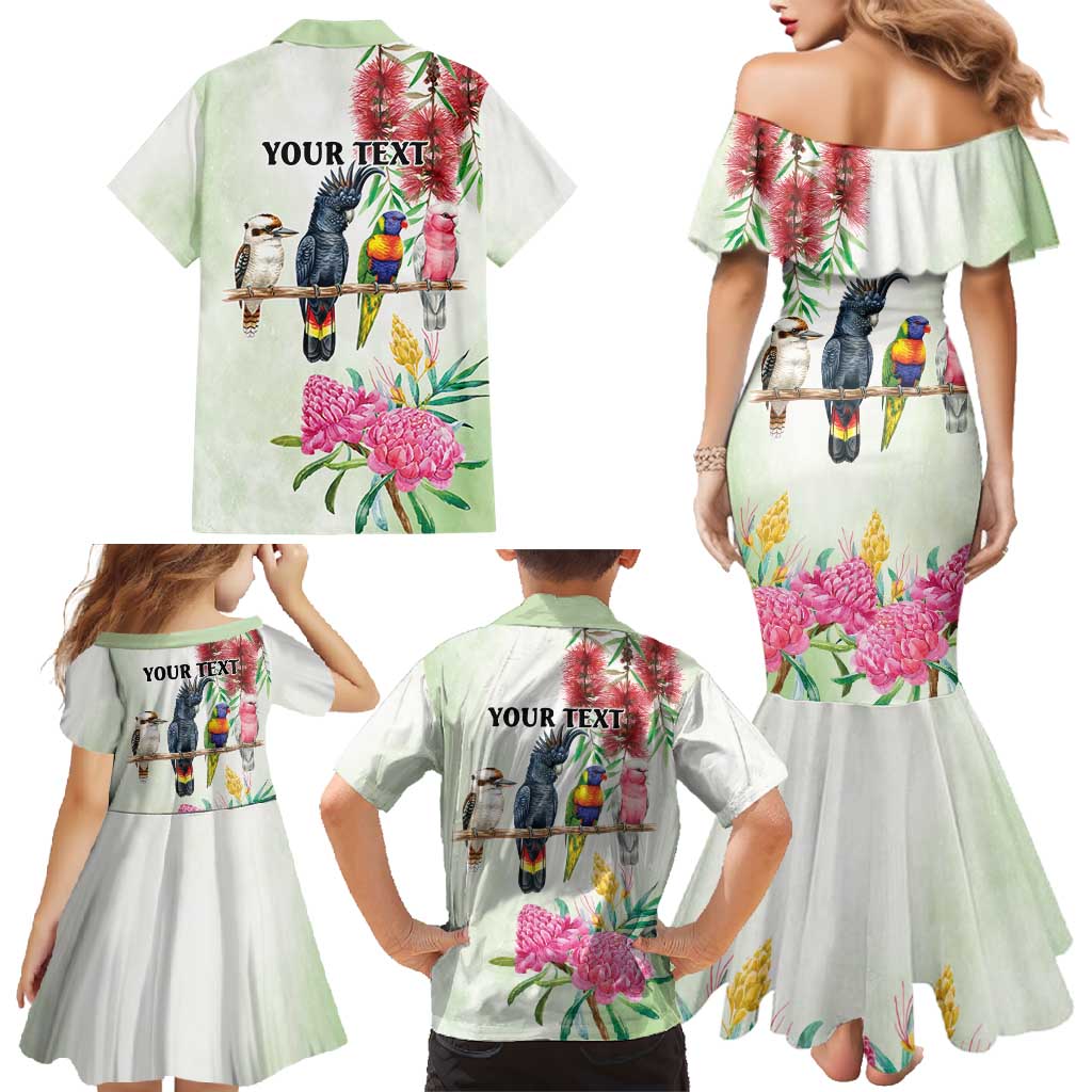 Australian Native Bird Family Matching Mermaid Dress and Hawaiian Shirt Kookaburra Cockatoo Rainbow Lorikeet Galah Flowers - Aussie Hoodie