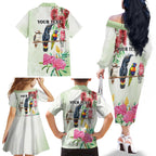 Australian Native Bird Family Matching Off The Shoulder Long Sleeve Dress and Hawaiian Shirt Kookaburra Cockatoo Rainbow Lorikeet Galah Flowers - Aussie Hoodie