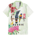 Australian Native Bird Family Matching Off The Shoulder Long Sleeve Dress and Hawaiian Shirt Kookaburra Cockatoo Rainbow Lorikeet Galah Flowers - Aussie Hoodie