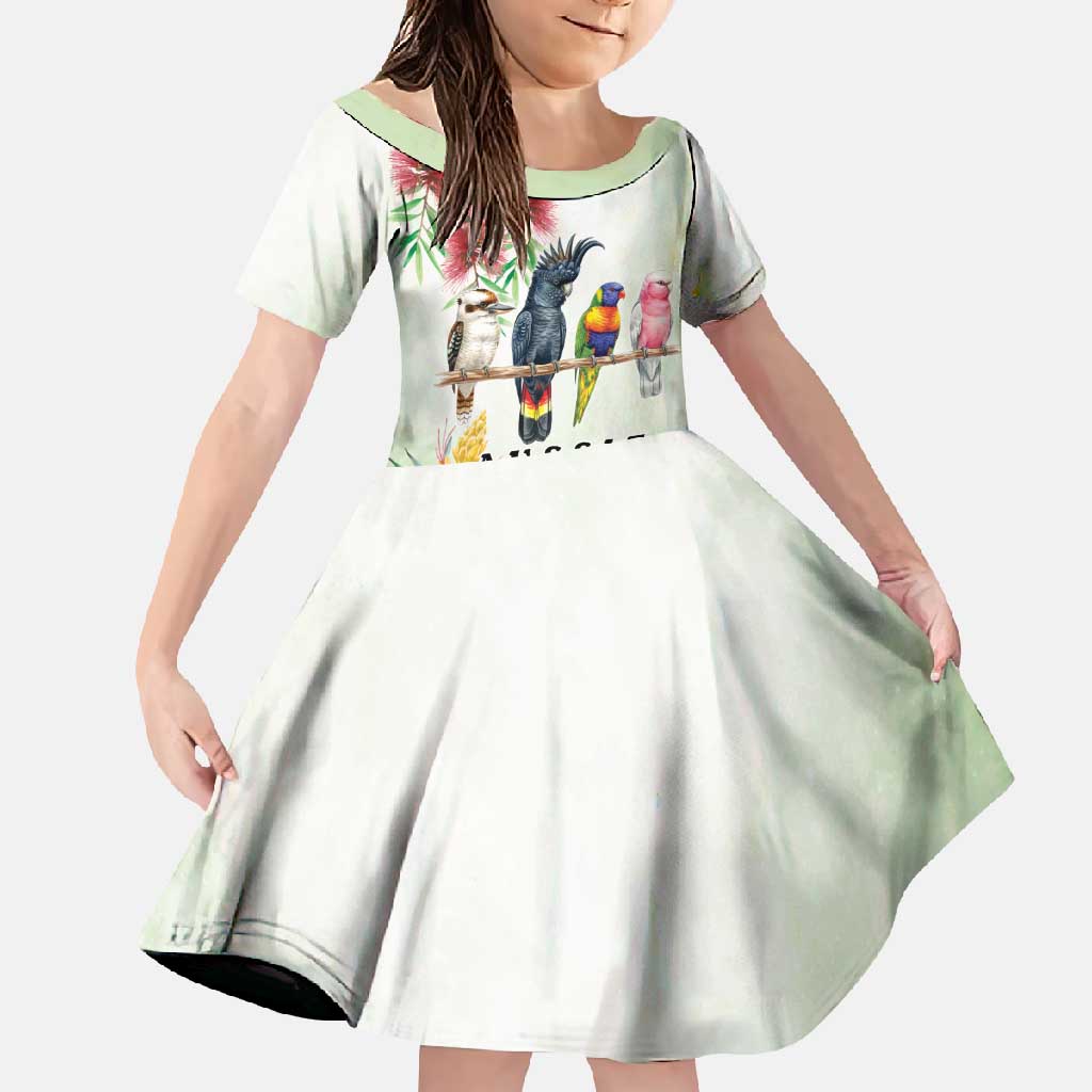 Australian Native Bird Family Matching Off Shoulder Maxi Dress and Hawaiian Shirt Kookaburra Cockatoo Rainbow Lorikeet Galah Flowers - Aussie Hoodie