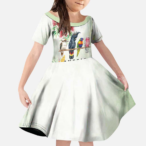 Australian Native Bird Family Matching Off Shoulder Maxi Dress and Hawaiian Shirt Kookaburra Cockatoo Rainbow Lorikeet Galah Flowers - Aussie Hoodie