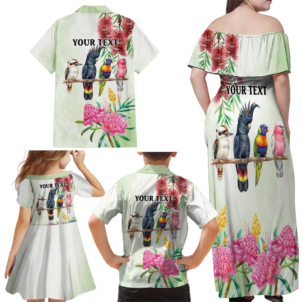 Australian Native Bird Family Matching Off Shoulder Maxi Dress and Hawaiian Shirt Kookaburra Cockatoo Rainbow Lorikeet Galah Flowers - Aussie Hoodie