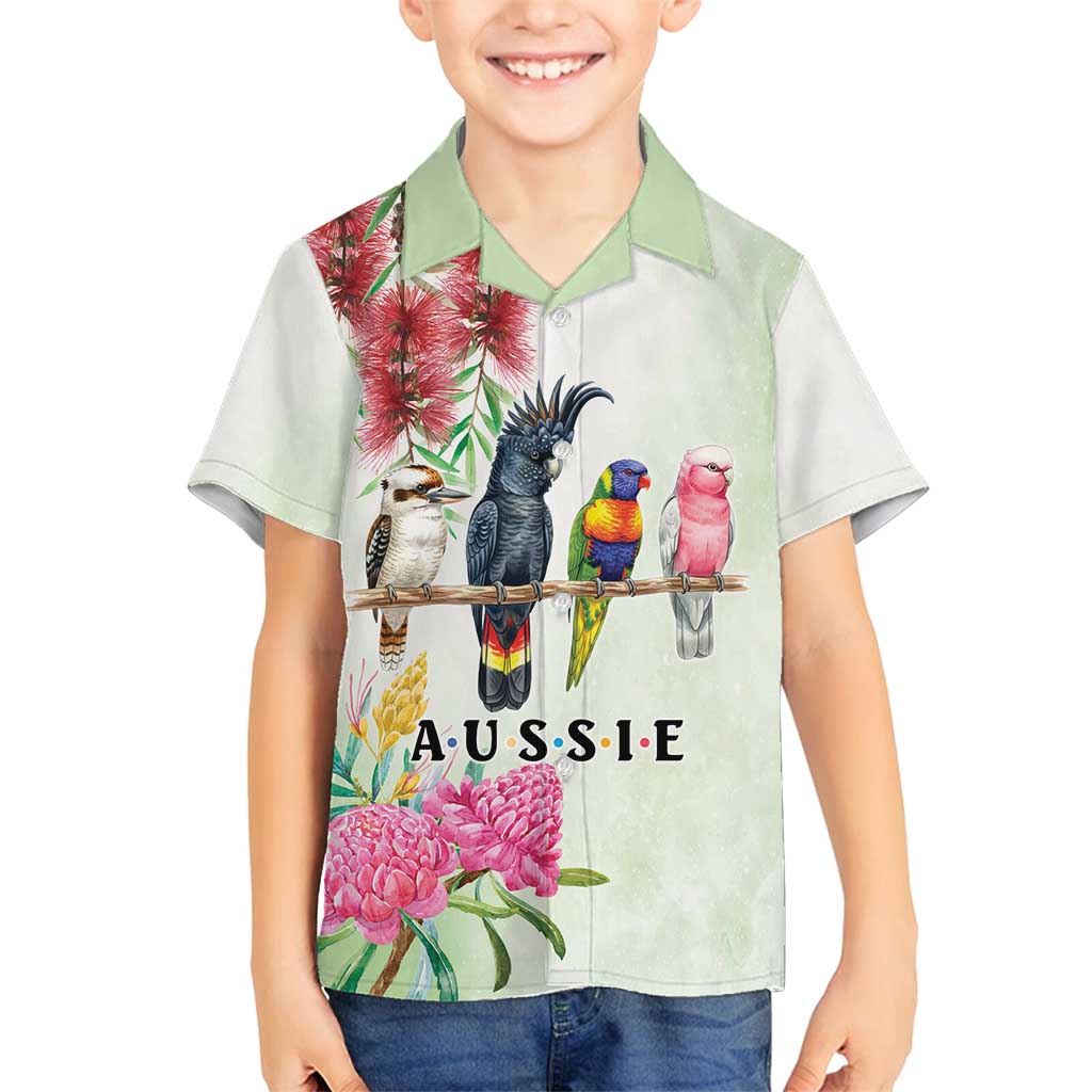 Australian Native Bird Family Matching Off Shoulder Maxi Dress and Hawaiian Shirt Kookaburra Cockatoo Rainbow Lorikeet Galah Flowers - Aussie Hoodie
