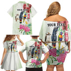 Australian Native Bird Family Matching Off Shoulder Short Dress and Hawaiian Shirt Kookaburra Cockatoo Rainbow Lorikeet Galah Flowers - Aussie Hoodie
