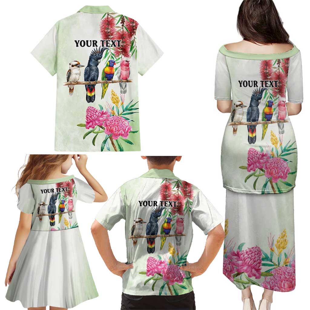 Australian Native Bird Family Matching Puletasi and Hawaiian Shirt Kookaburra Cockatoo Rainbow Lorikeet Galah Flowers - Aussie Hoodie