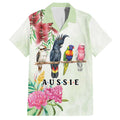 Australian Native Bird Family Matching Short Sleeve Bodycon Dress and Hawaiian Shirt Kookaburra Cockatoo Rainbow Lorikeet Galah Flowers - Aussie Hoodie
