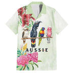Australian Native Bird Family Matching Short Sleeve Bodycon Dress and Hawaiian Shirt Kookaburra Cockatoo Rainbow Lorikeet Galah Flowers - Aussie Hoodie
