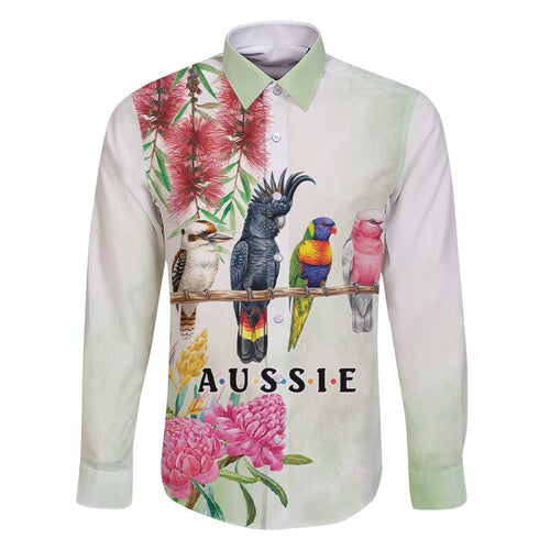 Australian Native Bird Family Matching Short Sleeve Bodycon Dress and Hawaiian Shirt Kookaburra Cockatoo Rainbow Lorikeet Galah Flowers - Aussie Hoodie