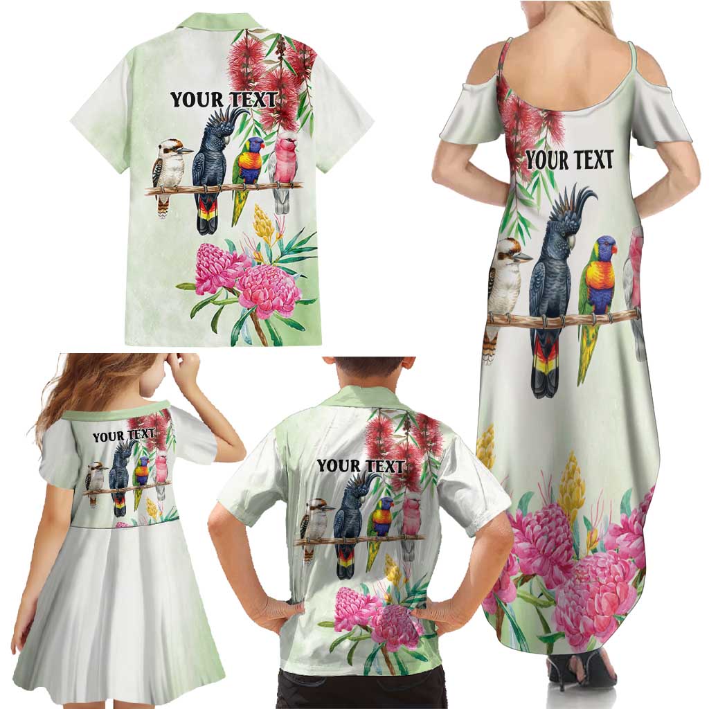 Australian Native Bird Family Matching Summer Maxi Dress and Hawaiian Shirt Kookaburra Cockatoo Rainbow Lorikeet Galah Flowers - Aussie Hoodie