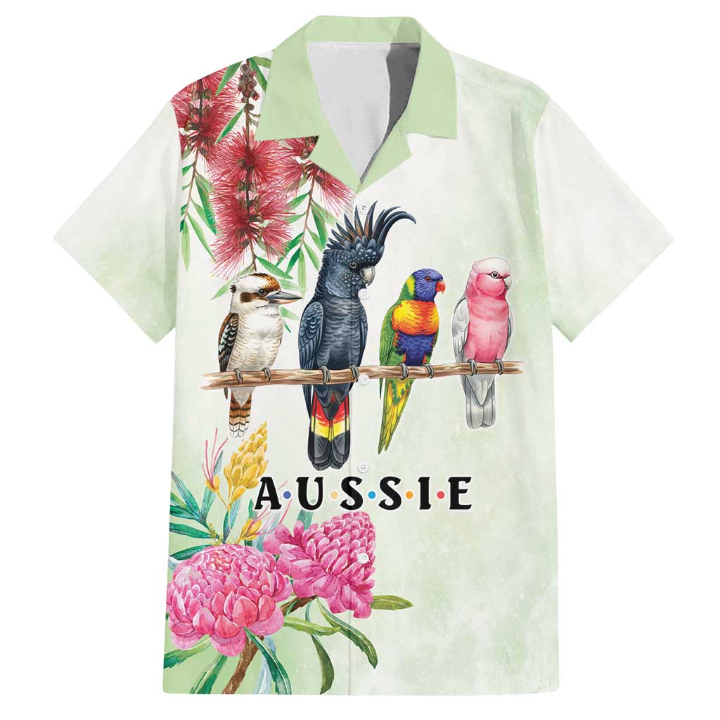 Australian Native Bird Family Matching Summer Maxi Dress and Hawaiian Shirt Kookaburra Cockatoo Rainbow Lorikeet Galah Flowers - Aussie Hoodie
