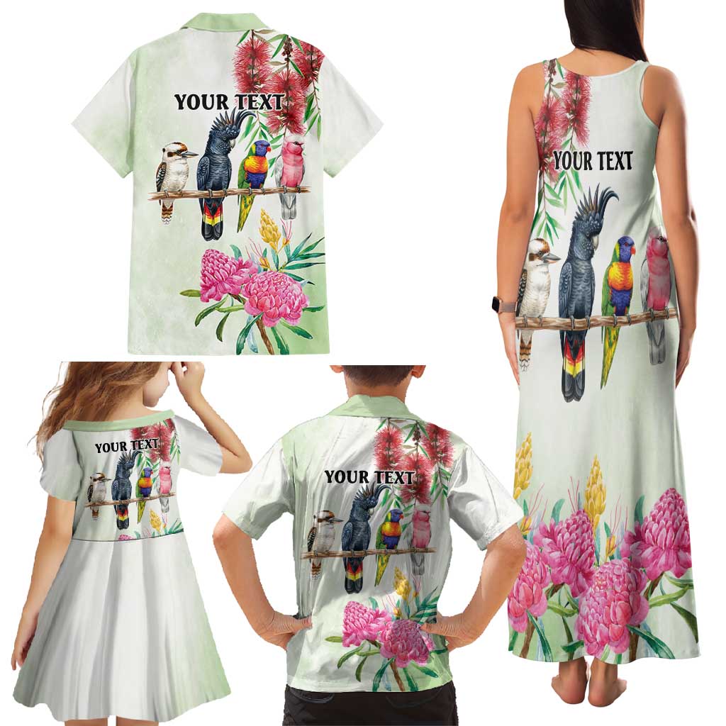 Australian Native Bird Family Matching Tank Maxi Dress and Hawaiian Shirt Kookaburra Cockatoo Rainbow Lorikeet Galah Flowers - Aussie Hoodie