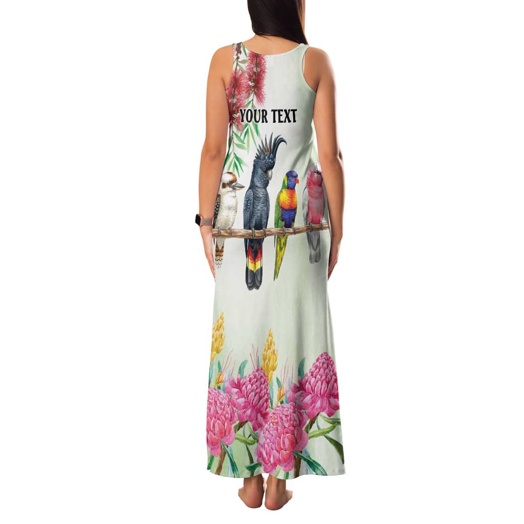 Australian Native Bird Family Matching Tank Maxi Dress and Hawaiian Shirt Kookaburra Cockatoo Rainbow Lorikeet Galah Flowers - Aussie Hoodie